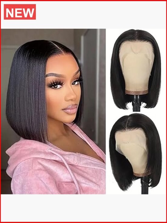 10 Inch Bob Wig Human Hair 13x4 HD Lace Front Pre Plucked Glueless Straight main image 6